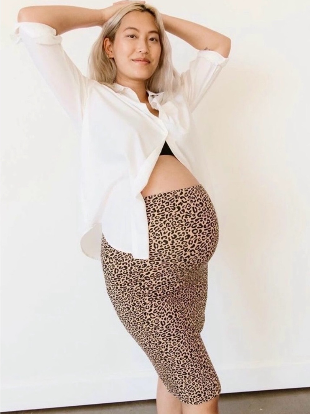 STORQ Size S (2) Leopard Print Modal Stretchy Pencil Skirt Comfy Maternity